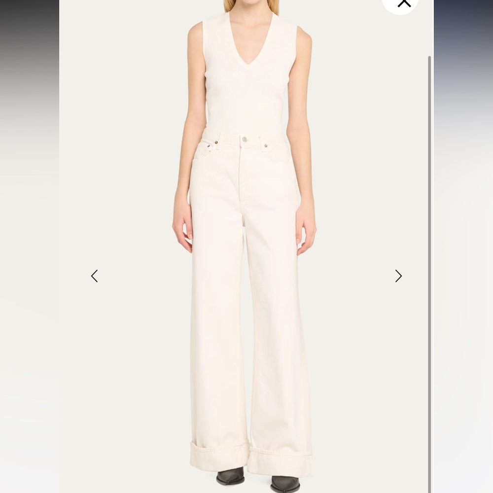 Agolde Cream Wide Leg Jeans